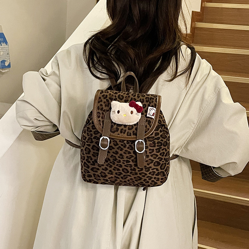 Autumn and winter hot selling new item super popular women's leopard print backpack retro suede mini designer backpack
