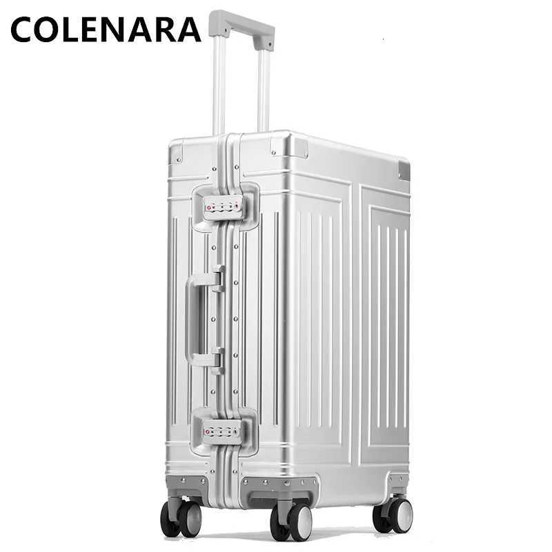 COLENARA Mens Luggage All Aluminum Magnesium Alloy Boarding Box 20242629 Inch Large Capacity Trolley Case Rolling SuitcaseW251024
