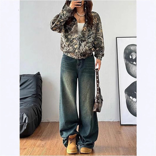 Autumn Camouflage Loose Long Sleeve Maple Leaf Print Trendy Fashion Versatile Women's Top Wholesale