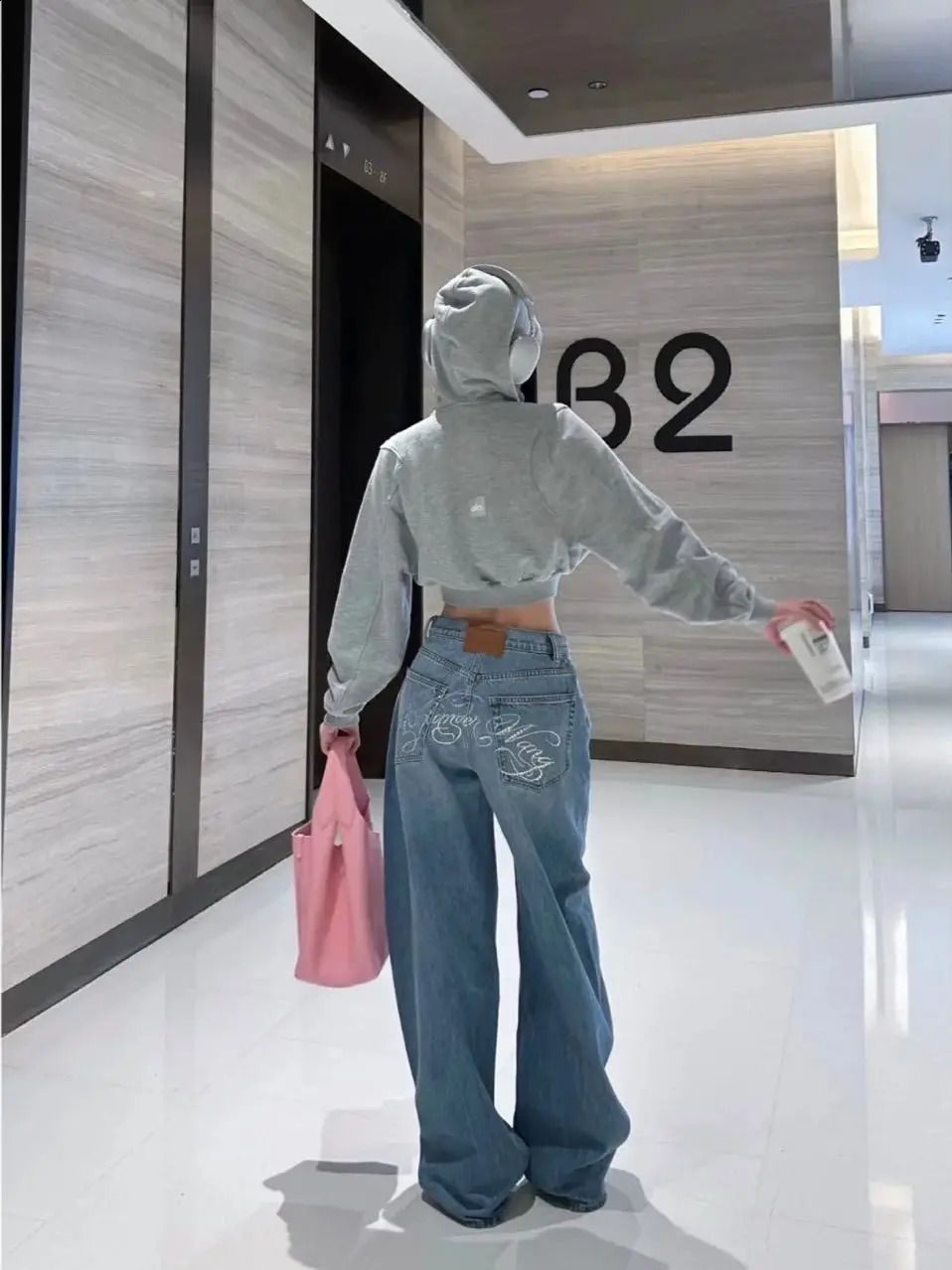 Gradient Spring 2025 Blue Jeans Women Y2K Vintage High Waisted Jeans Straight Streetwear Loose Large Wide Leg Denim Pants 251023