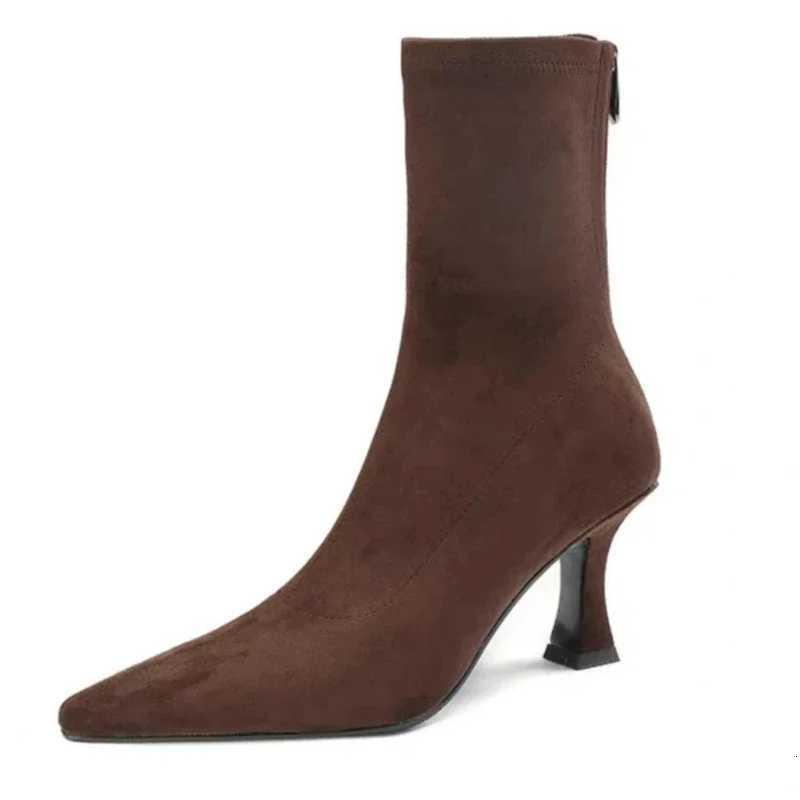 Women Stretch Ankle Boots Sexy Pointed Toe Short Botas Shoes Fashion Partys Stiletto High Heel Socks Botas De Mujer 2024 W251024