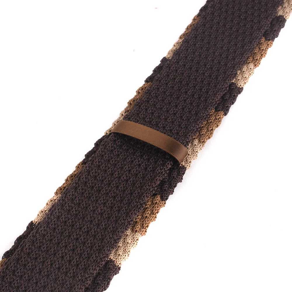 Striped Knit Ties For Men Wen Skinny Neckties For Wedding Knitted Grosmen Neck Tie Brown Color Stripe Ties Gifts Y251024