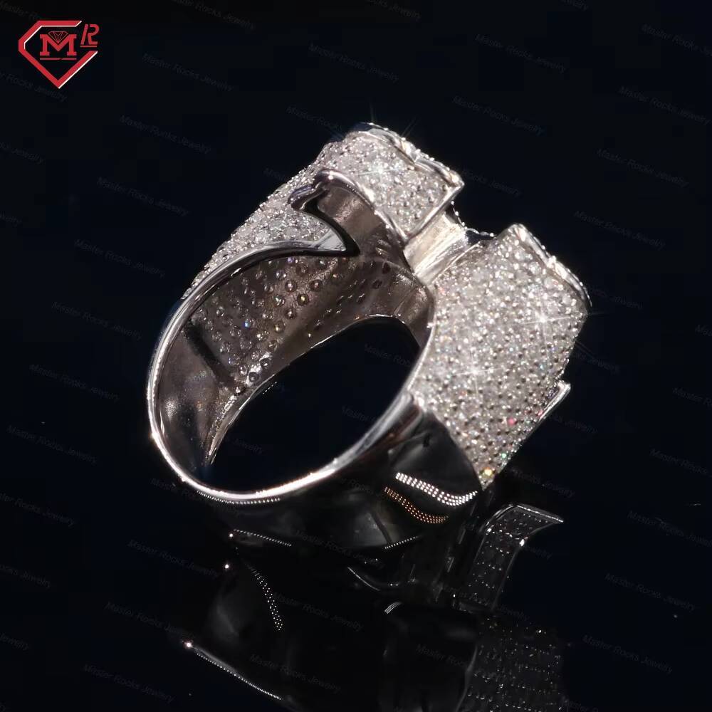 Gra Certificates Moissanite Cross Ring Men Hip Hop Baguette 925 Sliver Vvs Iced Out Moissanite Rings