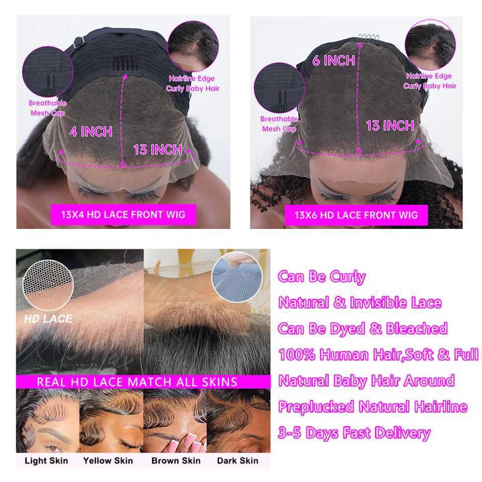 300 Density Human Hair Wigs 100 Transparent Curly Wigs 13x6 Hd Lace Frontal Wig Brazilian High Density Deep Wave Wigs 40 Inch W251023