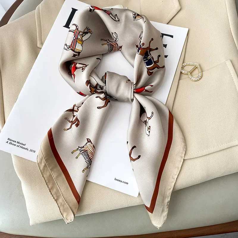 Horse Print Skinny Silk Neckerchief Luxury Design Square Scarf for Wen Soft Satin Scarves Bag Ribbon Fem Foard Haiand Y251024