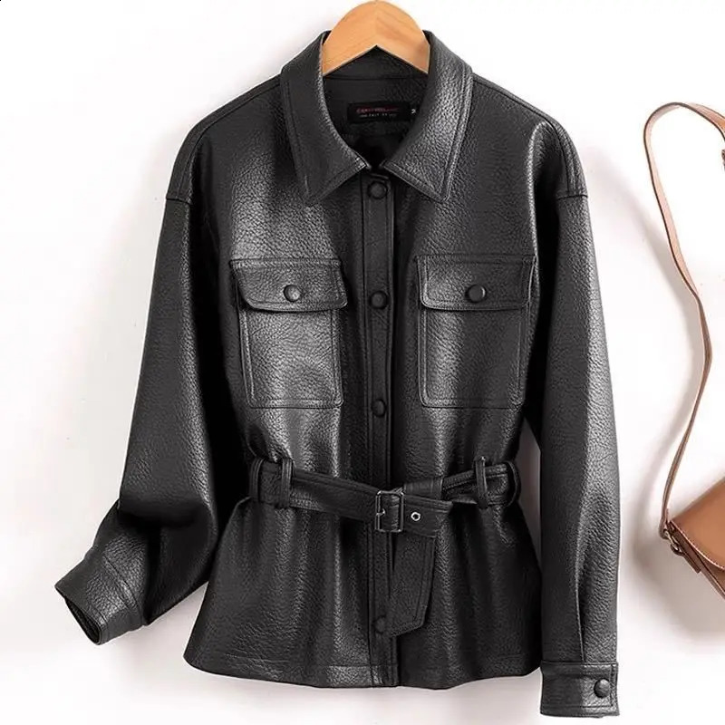 High Quality Womens PU Leather Jacket Autumn Artificial Leather Coat Fashion Ladies Motorcycle Leather Jackets Tops 251020