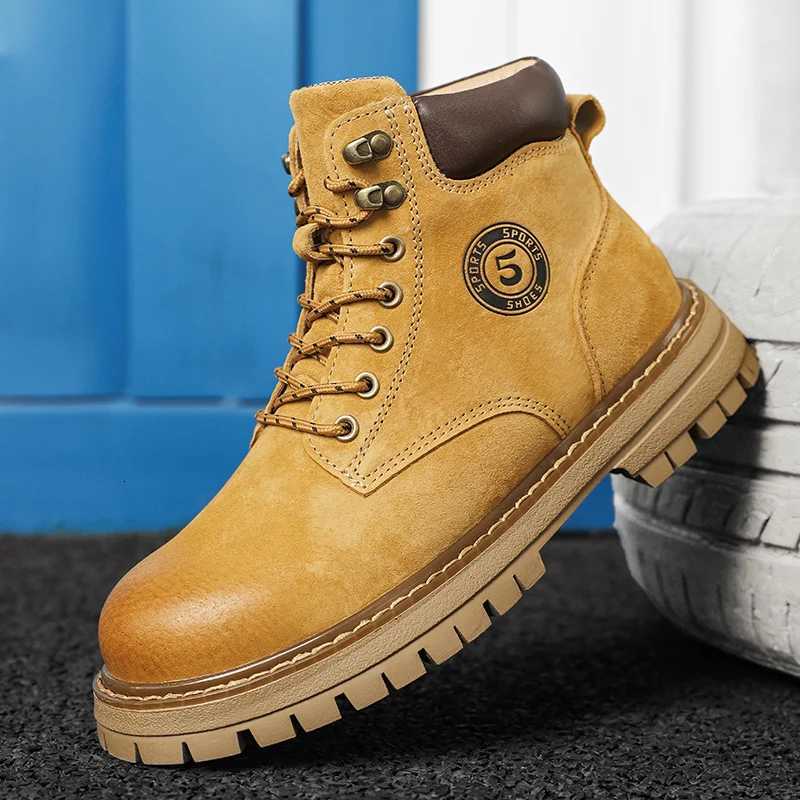 Vintage Suede Leather Mens Ankle Boots Fashion Man Lace Up High Top Shoes Outdoor Motorcycle Boots Top Quality Walk Shoes Botas W251024