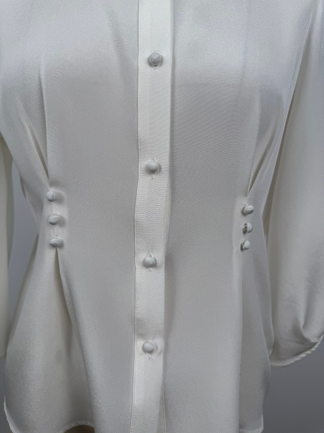 Simple, Sophisticated, Elegant, Light Luxury Silk Blouse with Waist Cinching JYS11016
