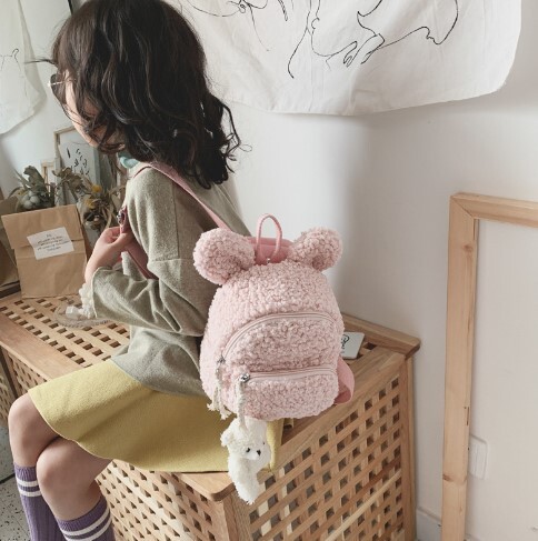 New Korean style children's small bag cartoon cute plush girl backpack designer small backpack mini shoulder crossbody bag