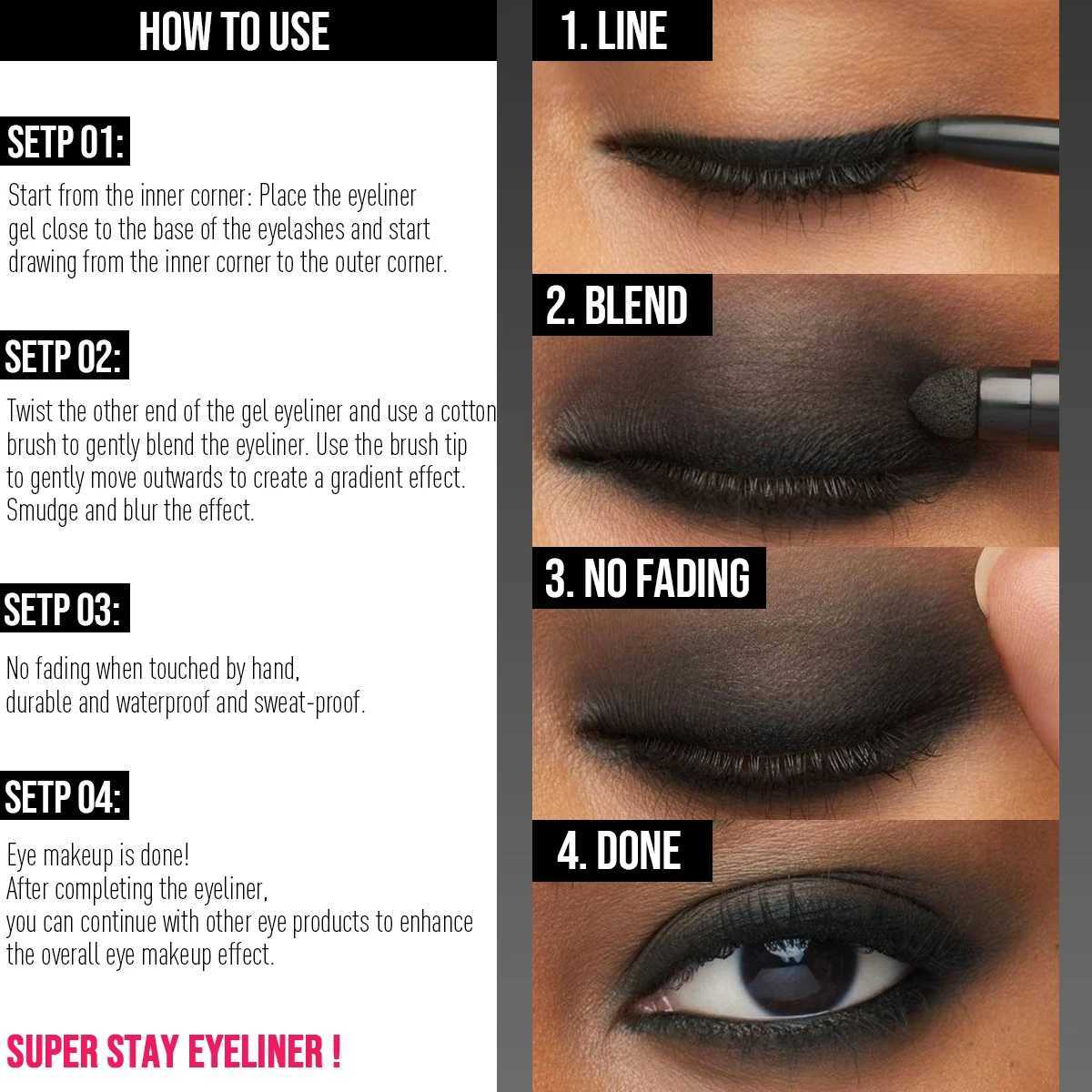 1PC Doublehead Design Not Easy To Smudge Waterproof and Stainproof Eyeliner Glue Pen Suitable for All Skin TypesL251024