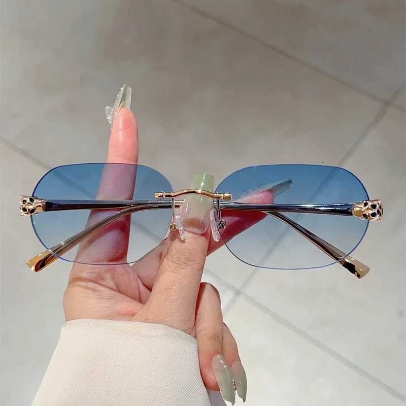 KAMMPT Rimless Oval Sunglasses Men New Fashion Vintage Gradient Casual Shades Women Trendy Luxury Brand Design Decor Sun GlassesT251024