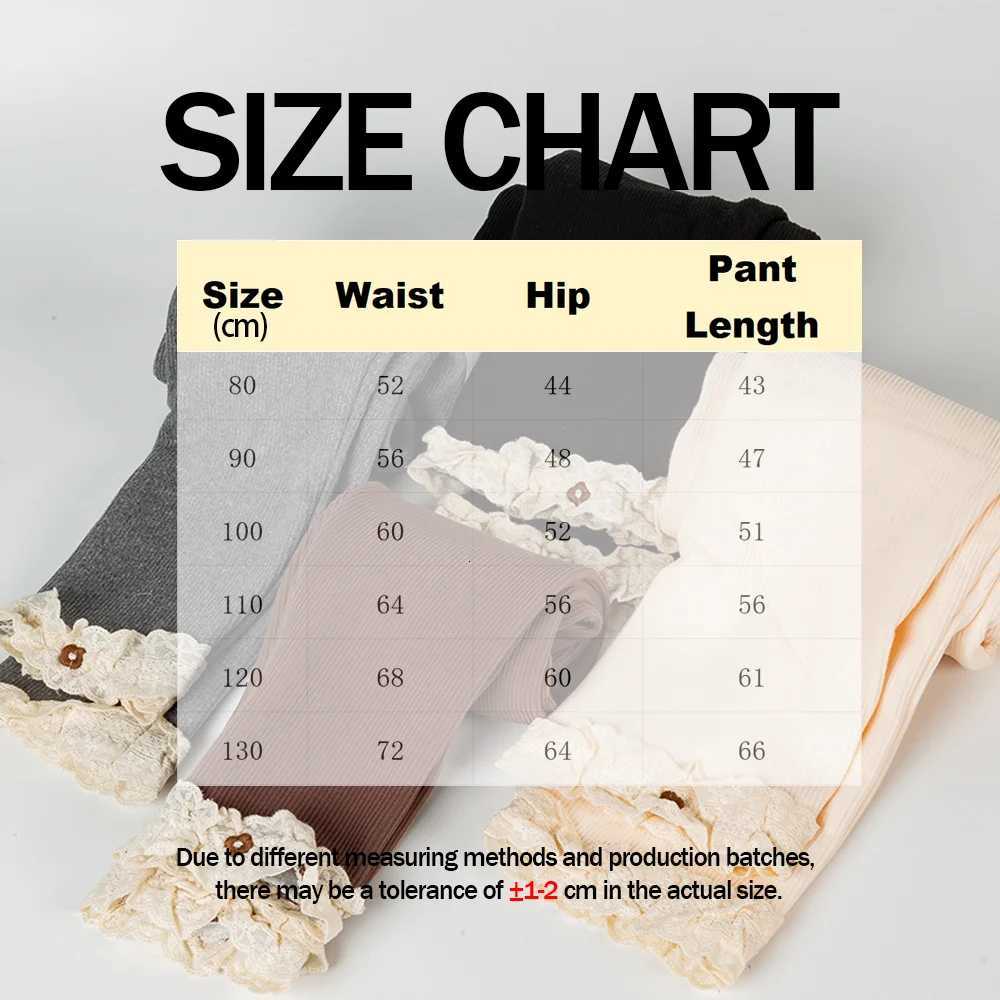 Autumn Girls Tight Pants Kids Warm Pants Pleated Lace Small Flower Childrens Fashionable Solid Color Casual LeggingsT251024