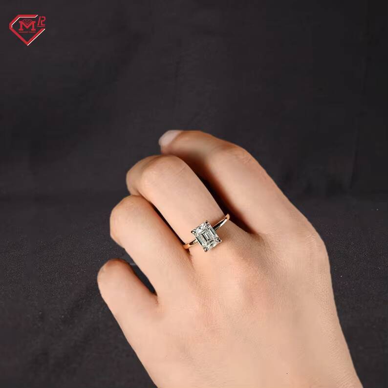 10K14K18K Moissanite Ring Solid Gold Hidden Halo Luxury 2ct VVS Radiant Moissanite Engagement Ring for Women
