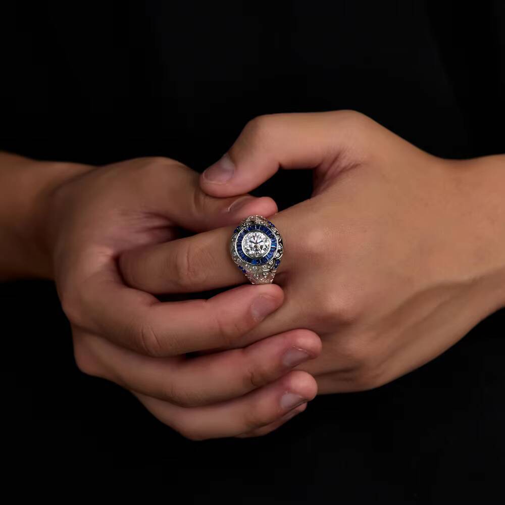 The 925 Silver 3carat Moissanite Ring Is Suitable for Mens Hiphop Retro Fashion Gatherings Birthdays and Other Occasions