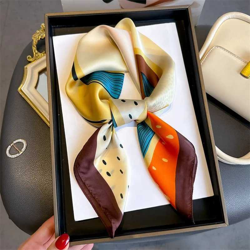 70cm Polka Dot Printed Silk Scarf Wen Simated Silk Elegant and Versatile Heaear Bag Accories Clothing Square Scarf Y251024