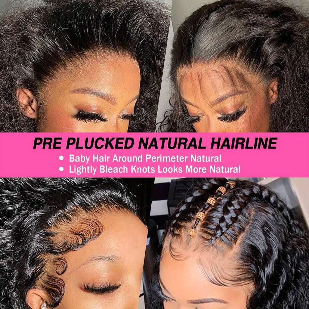 250% Density Brazilian Virgin Curly Front Transparent HD 13x4 Lace Frontal Deep Wave 100% Real Human Wigs Remy Pre Plucked Bleached Knots With Baby Ha