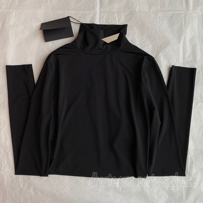 Luxury Women Turtleneck Bottoming t Shirt Designer Long Sleeve Black Tops Summer Spring Slim Fit Long Sleeve Tees