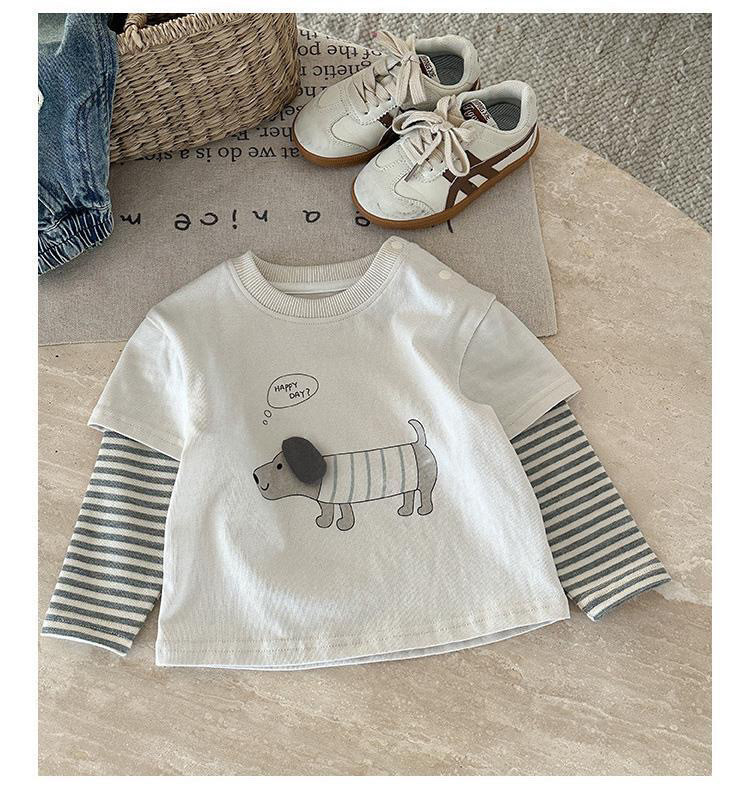 Free Shipping 2025 Trendy Boys Outfit, Mock Layered Long Sleeve Top with Denim Pants, Cool Spring / Autumn Kids Set