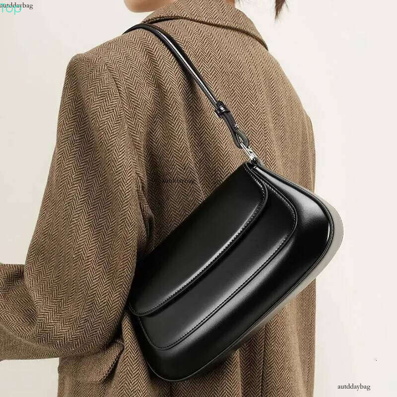 2024 Handbags Genuine Leather Women Saddle Bags High Quality Single Shoulder Female Versatile Crossbody Bag Black