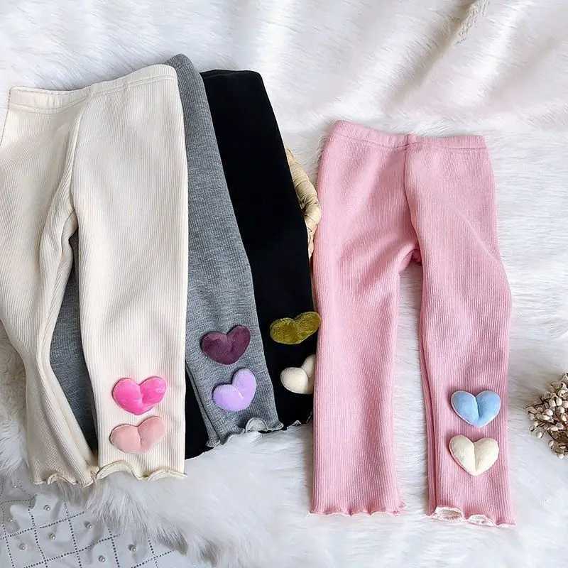 16Y Fleece Lined Leggings for Girls Winter Warm Bear Patch Elastic Pants Soft Kids Trousers Teenage Girls ClothingT251024