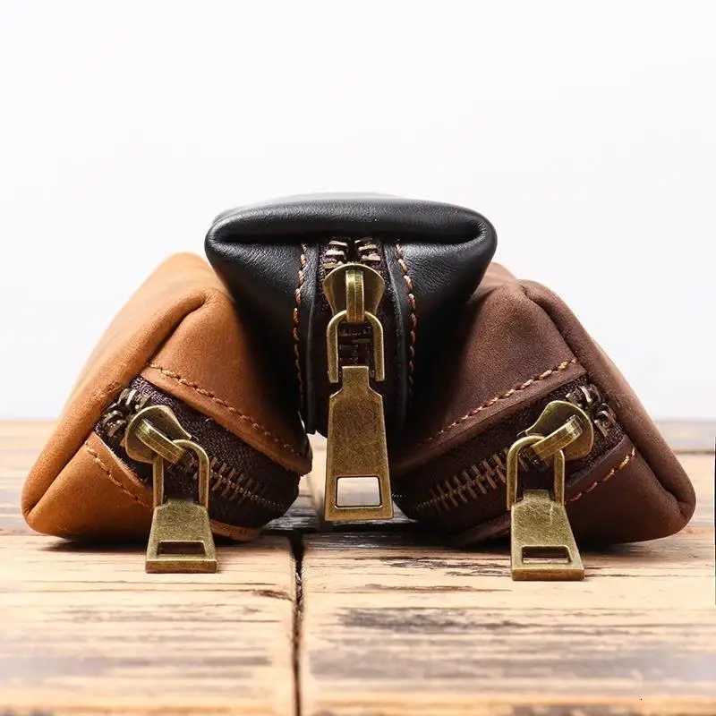 RETRO Leather Coin Bag Simple Zipper CluTCh Wallet Holder Key Bags Men Money Change Pouch Business Wallet Gifts Z251023