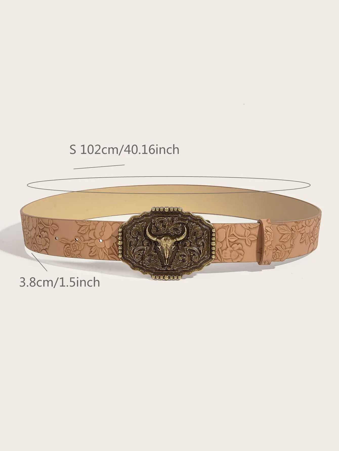 Neutral wind Niutou buckle printing belt W251024