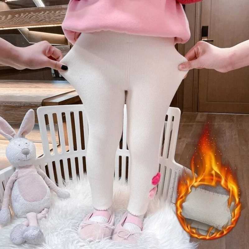 Cute Kids Girls Baby Elastic Fleece Leggings Pants Thick Autumn Winter Plus Velvet Warm Heart Outdoors TrousersT251024