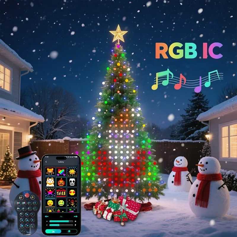 Christmas Tree Lights APP Controlled DIY 16 Million Colors Plug in Christmas Lights for Tree Outdoor Indoor Xmas Decor Z251024