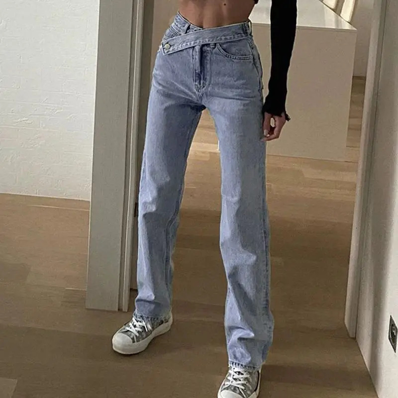 Cryptographic Casual Fashion Straight Denim High Waist Jeans Women Pants Fall Winter Harajuku Boyfriend Jeans Loose Bottom 251021