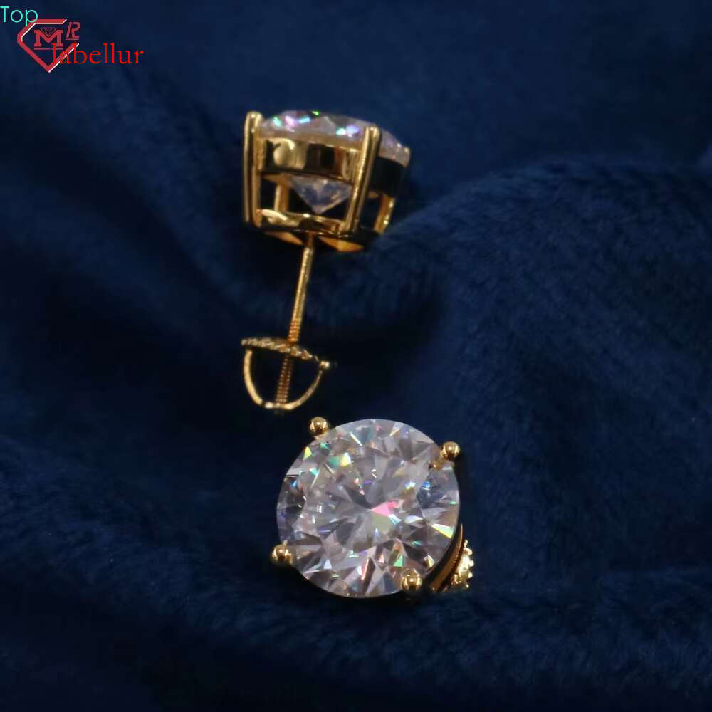 Factory produced 4-8 mm pure sier 10k gold-plated D-color VVS silica earrings, wedding and engagement anniversary gift