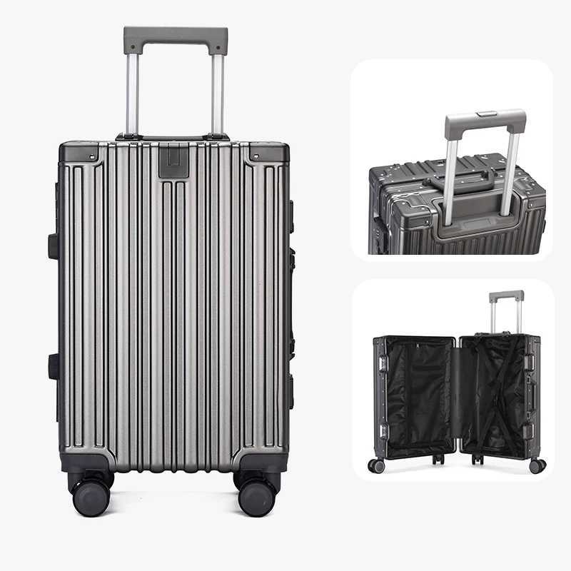 Womens Suitcase WearResistant 20Inch 22Inch 24Inch Aluminum Frame Boarding Trolley Case Boys Silent Wheel SuitcaseW251024