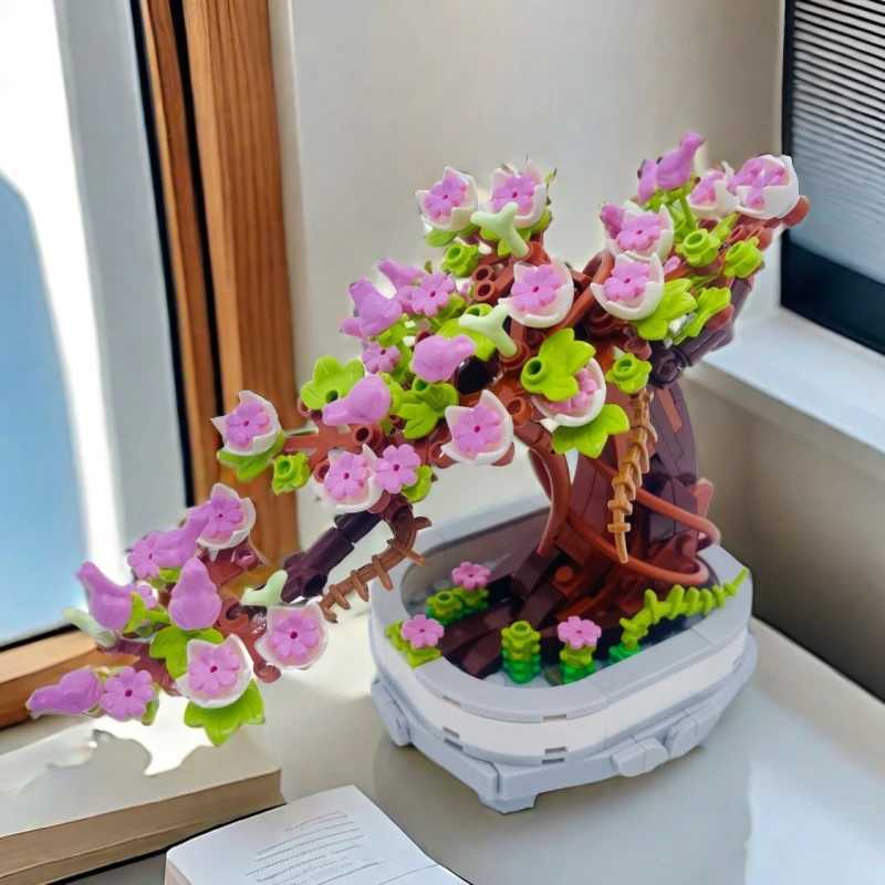 462PCS Bonsai Building Block Flower Creative Plant Cherry Blossom Tree Potted Bouquet DIY Home Decoration Gifts Toys C251023