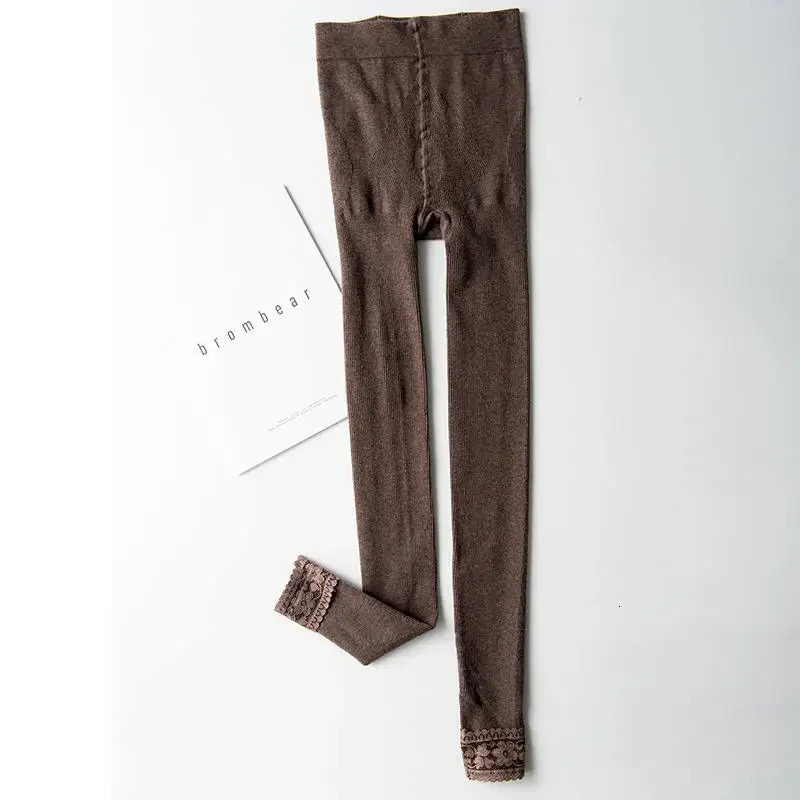 Plus Velvet Thicken Vertical Stripes Lace Stitching Leggings Women Autumn Winter Pants Stretch High Waist Cotton Leggings C6771 251018