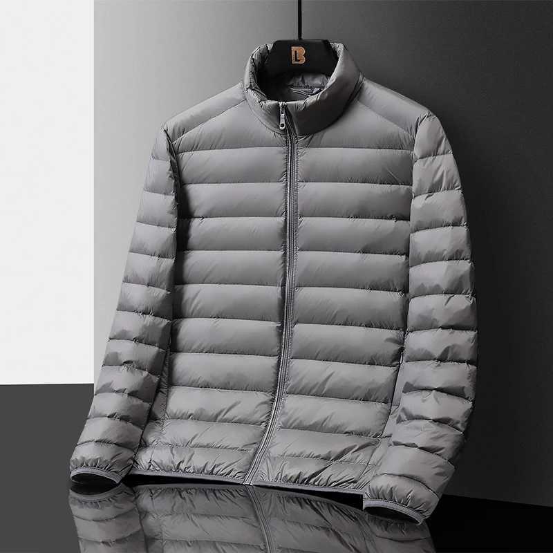 Autumn and winter popular light and thin standup collar down jacket mens short solid color plus size warm jacket Z251024
