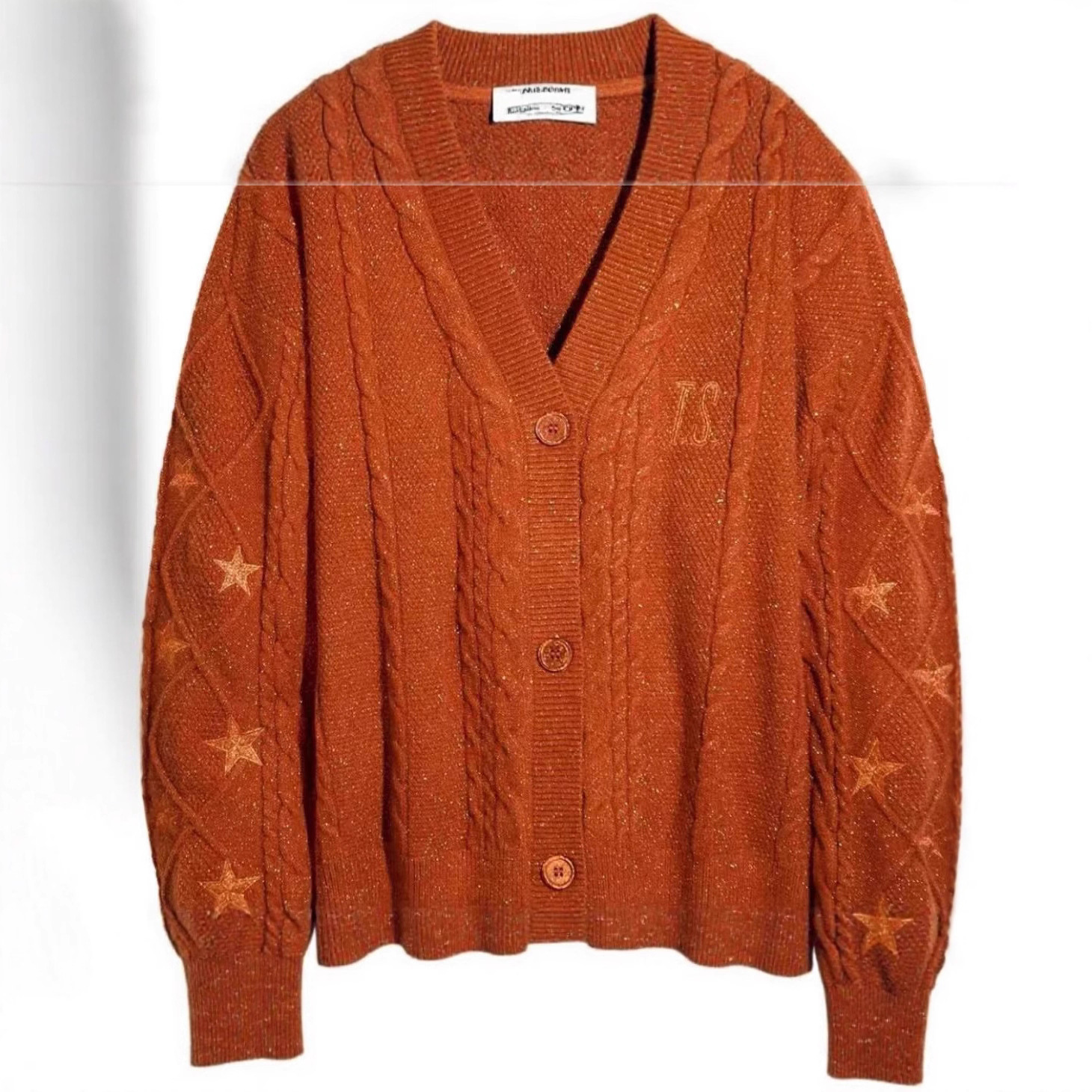 2025 Autumn Winter New Cardigan Coat Single-Breasted Star Casual Knitted Sweater Lazy Top