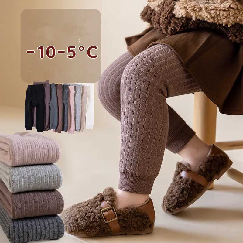 Autumn Winter Baby Boys Girls Thicken Warm Pants Leggings Tights Fleece Lining Stretch Kids Children Knitting TrousersT251024