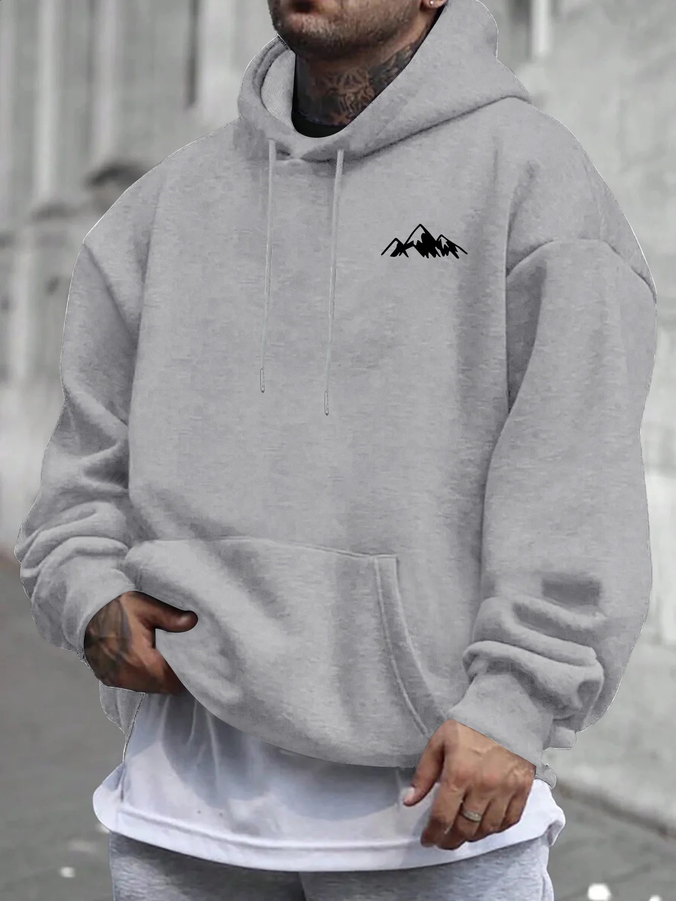 MenS Casual Pink Hoodie with Fleece Lining Stylish Graphic Long Sleeve Regular Fit Wear Front Blend 251018