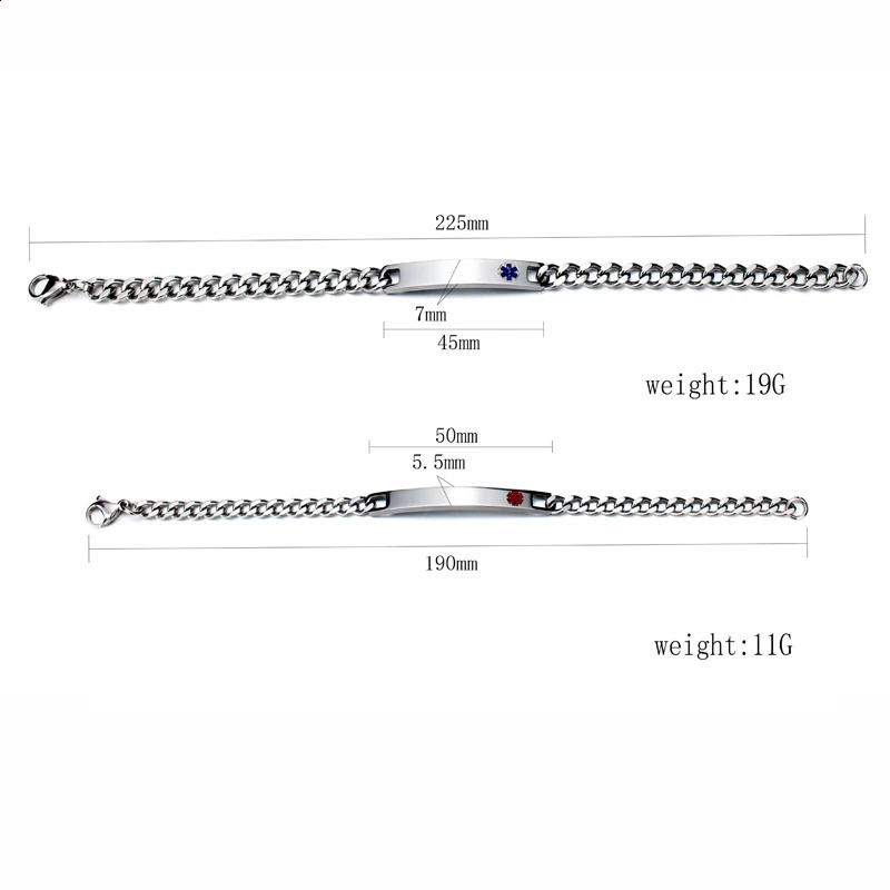 Stainless Steel Warning Bracelet Customized Emergency ID Information Free Engraved Couple Adjustable Bangles 251014