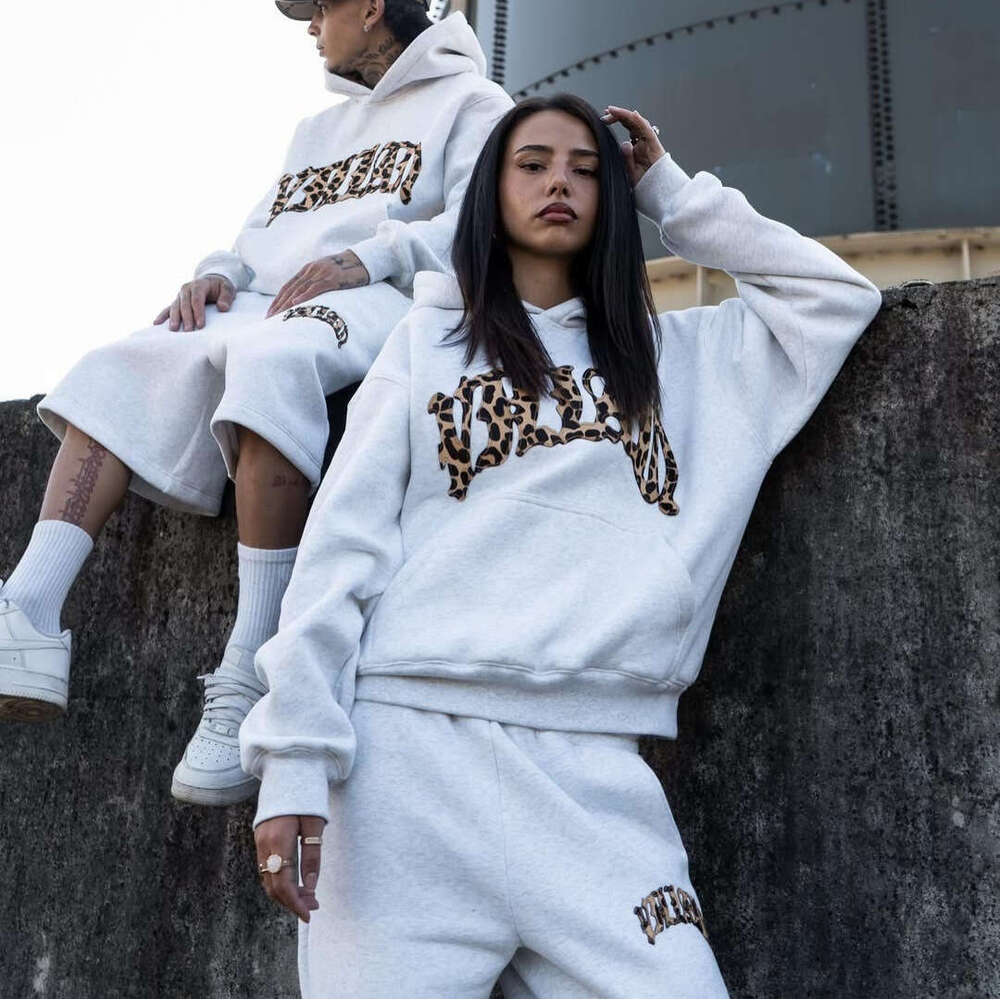 2025 New European Trendy Brand High-Quality Leopard Print Casual Sports Hoodie for Men and Women