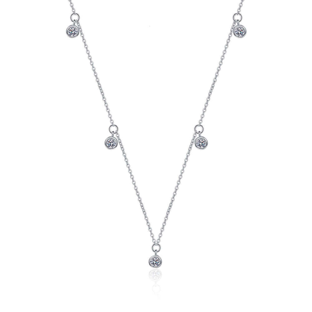 DHCollections-- Sterling Sier Necklace Moissanite Starry Sky Collarbone Chain Plated PT950 Gold Choker