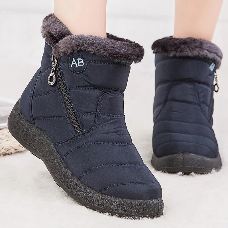 Boots Womens Ankle Boots With Fur Waterproof Snow Botas Mujer Elegant Winter Shoes For Woman Winter Boots Casual Black Footwear251020