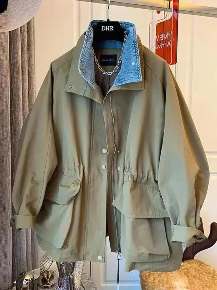 Spring Autumn TwoPiece Spliced Outwear Womens Casual Joker Longsleeved Jacket Workwear Long Trench Coat The Win 251021