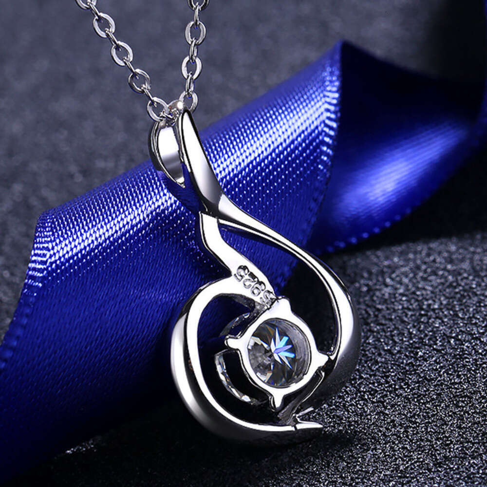 DHCollections-- Pure Sier for Women 80 Points Moissanite Swan Necklace Simulated Dia Pendant Collarbone Chain