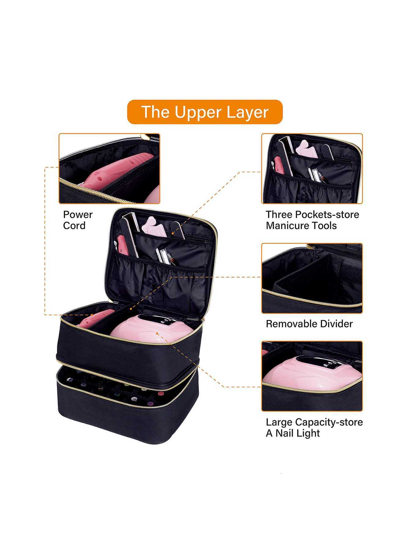 Nail polish organizer handheld doublelayer cosmetic storage tote bag for nail lovers can store nail tools nail polish gel dT251024
