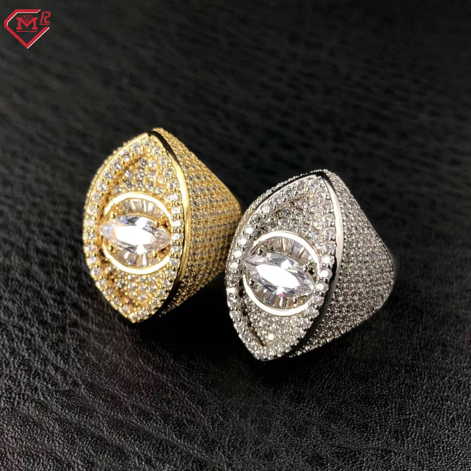 Rapper Moissanite Ring Men One Eye Hip Hop Pass Diamond Tester 925 Sterling Silver Vvs Moissanite Ring