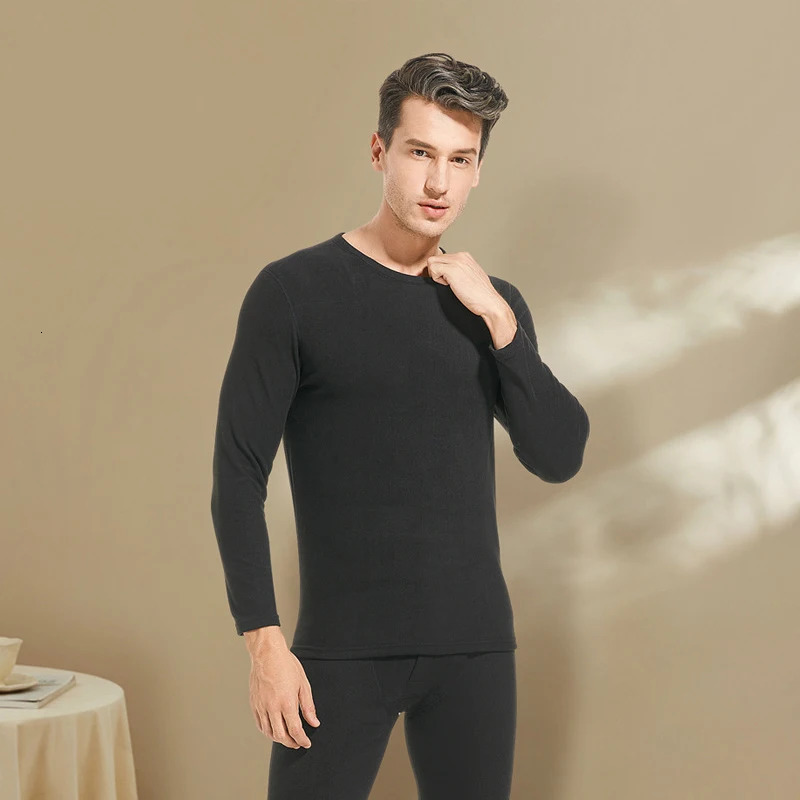 Autumn Winter Mens Cashmere Silk Soft Comfortable Warm Underwear with Thickened Plush Set for Men Women Thermal Clothing 251018