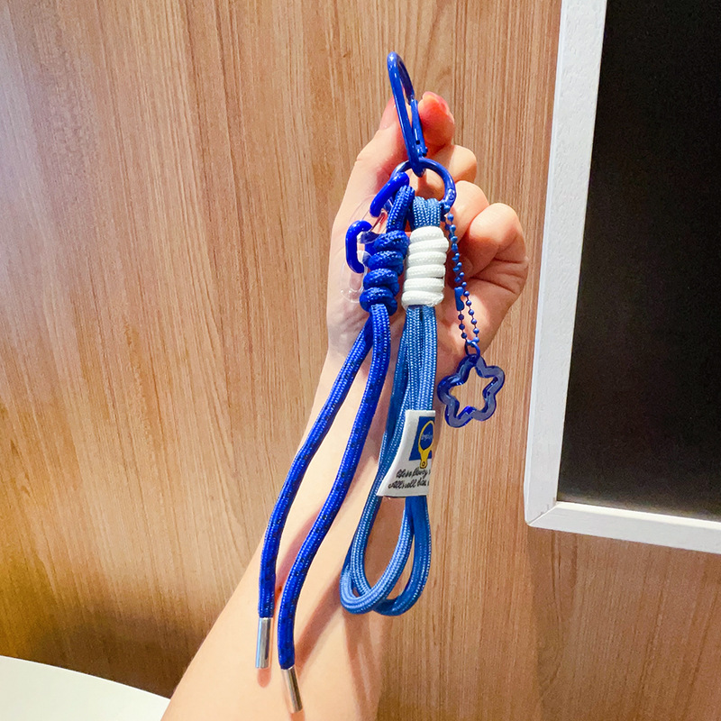 Woven Rope Charm Plush Doll - Nylon Lanyard, Ins-Style Keychain with Carabiner, Bag Pendant Gift