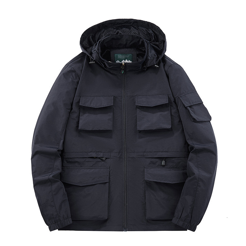 Men's Multi-pocket Jacket With Hood, Designer Hoodie Jacket Tracksuit Men Polo Veste Coat Casual Windproof And Waterproof Outdoor Jacket
