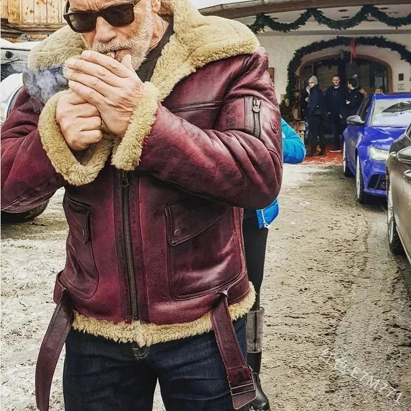 Men Autumn Jacket Bomber Biker Zipper Motorcycle Faux Fur Coat Male Fleece Pilot Vintage Faux Leather Velvet Jacket Winter 251023