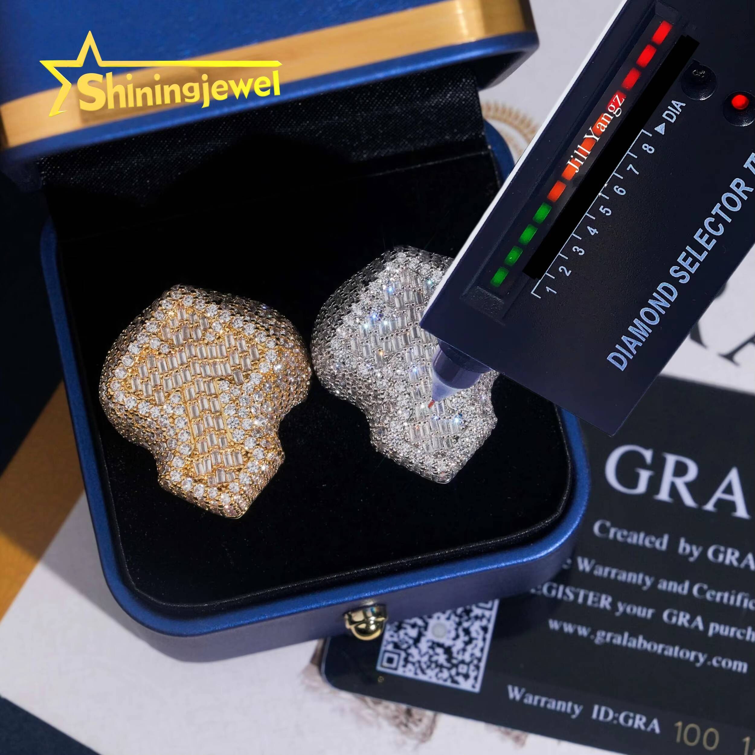 Baguette Moissanite Ring Hip Hop Cross Ring Stocks 925 Silver Fully Iced Out Jewelry Championship Ring Moissanite VVS GRA